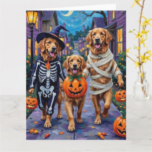 Carte Golden Retriever Trick-or-Treating Halloween