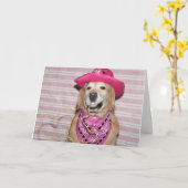 Carte Golden Retriever Valentine Cowboy of Love (Fleur jaune)