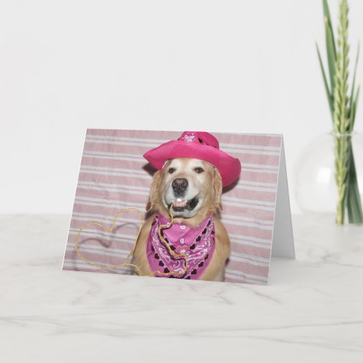 Carte Golden Retriever Valentine Cowboy of Love (Devant)