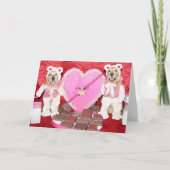 Carte Golden Retriever Valentine et ours au chocolat (Devant)