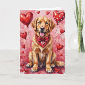 Carte Golden Retriever Valentine’s Day Dog with Hearts (Devant)