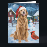 Carte Golden Retriever Winter Wonderland Noël Joie<br><div class="desc">Ce design festif reflète l'esprit joyeux de la période des fêtes, avec un adorable petit portant un chapeau de Père Noël. Le chien est niché dans un pays des merveilles hivernales, avec un bonhomme de neige, un sapin de Noël décoré et des cadeaux joliment emballés. Les flocons de neige tombent...</div>