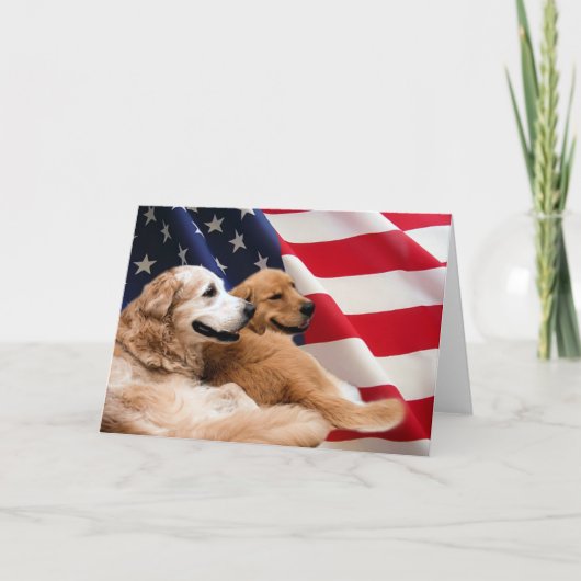 Carte Golden Retrievers American Flag Card (Devant)