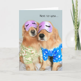 Carte Golden Retrievers en Pyjama Joyeux Anniversaire