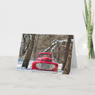 Carte Golden Retrivers in Red Truck Card