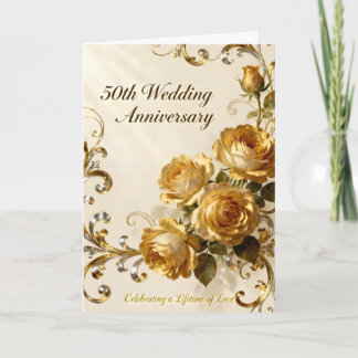 Carte Golden Roses 50th Wedding Anniversary