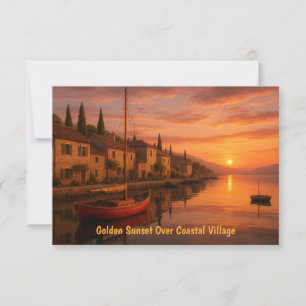 Carte Golden Sunset Over Coastal Village Card