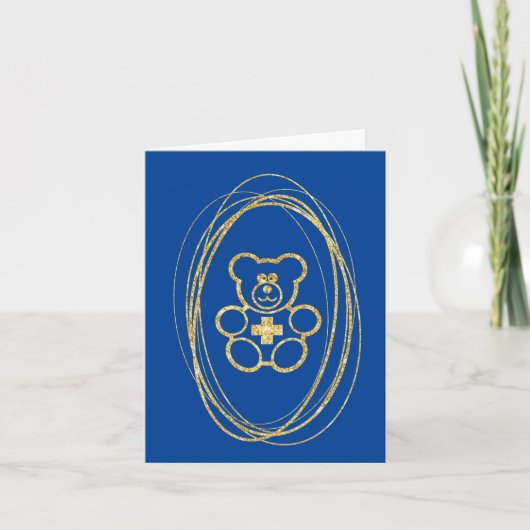 Carte Golden Teddy Bear Outline Germ Free Hug Card (Devant)