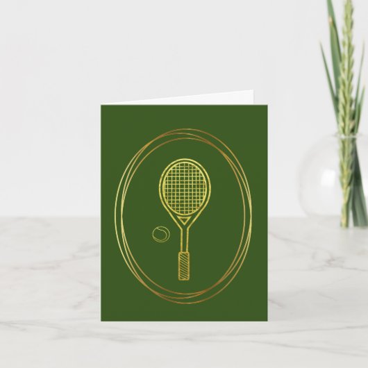 Carte Golden Tennis Racket and Ball Outline Card (Devant)