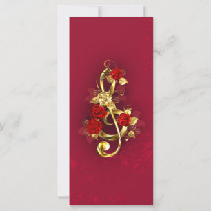 Carte Golden Treble Clef avec fleurs Roses