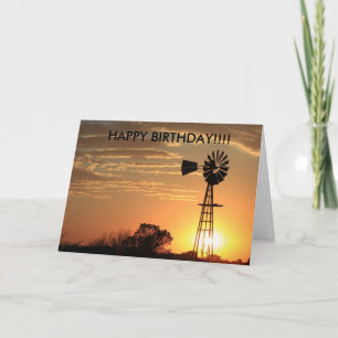 Carte Golden Windmill Sunset CARD D'ANNIVERSAIRE