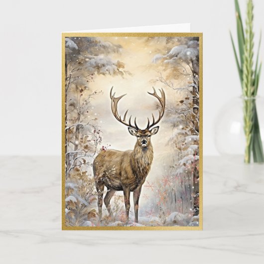 Carte Golden Woodland Elk Beauté (Devant)