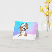 Carte Goldendoodle Abricot  (Fleur jaune)