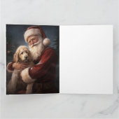 Carte Goldendoodle avec Noël Festif du Père Noël (Intérieur)