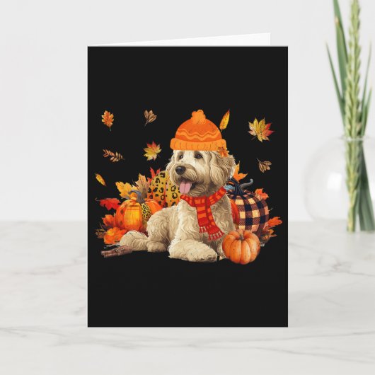 Carte Goldendoodle Chien Écharpe d'Automne Léopard Citro (Devant)