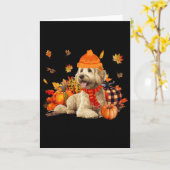 Carte Goldendoodle Chien Écharpe d'Automne Léopard Citro (Fleur jaune)