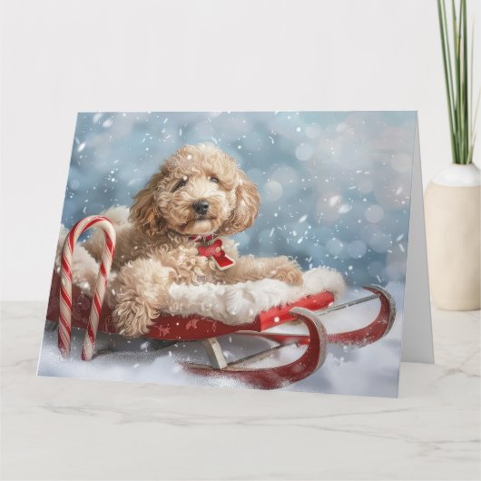 Carte Goldendoodle Chien Festif de Noël (Devant)