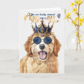 Carte Goldendoodle Chien King pour une journée d'anniver (Fleur jaune)