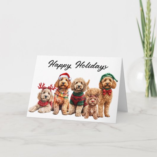 Carte Goldendoodle Chien Noël (Devant)