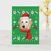 Carte Goldendoodle Chien Noël laid (Fleur jaune)