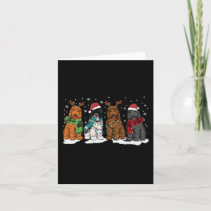 Carte Goldendoodle Chiens Lumières de Noël Doodle D doré