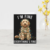 Carte Goldendoodle Christmas I'm Fine Everything Is Fine (Fleur jaune)