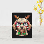 Carte Goldendoodle Christmas Reindeer Holiday Dog Lover  (Fleur jaune)