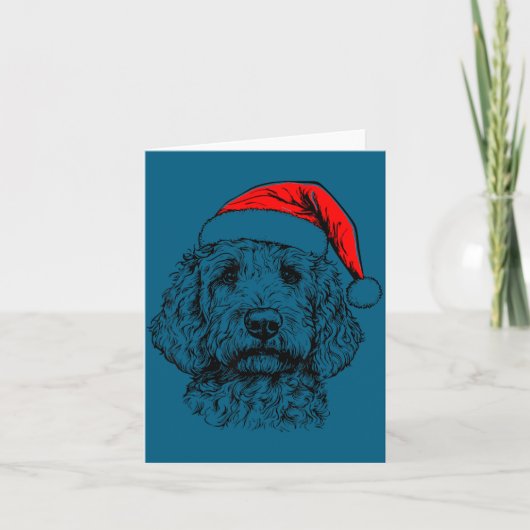 Carte Goldendoodle Christmas Santa Hat Xmas Pajama Golde (Devant)