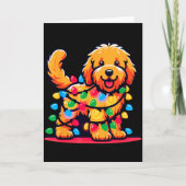 Carte Goldendoodle Christmas Tree Xmas Lights Golden Doo (Devant)