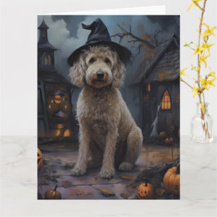 Carte Goldendoodle Citrouille Halloween effrayant