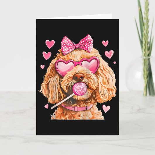 Carte Goldendoodle Coquette Bow Saint-Valentin Raglan By (Devant)