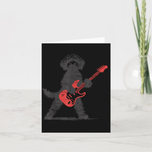 Carte Goldendoodle de rock drôle jouant de la guitare Mu