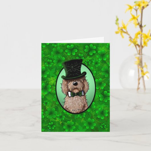 Carte Goldendoodle de St. Patrick (Fleur jaune)