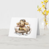 Carte Goldendoodle Dog Avion pilote (Fleur jaune)