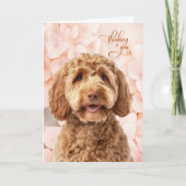 Carte Goldendoodle Dog Peach Hydrangea Thinking of You (Devant)