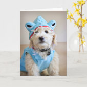 Carte Goldendoodle En Costume De Requin (Fleur jaune)