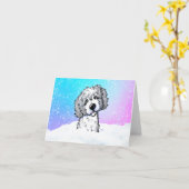 Carte Goldendoodle gris et blanc (Fleur jaune)