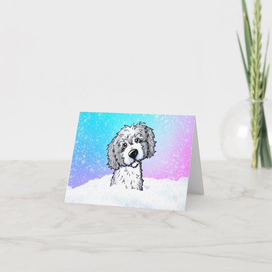 Carte Goldendoodle gris et blanc (Devant)