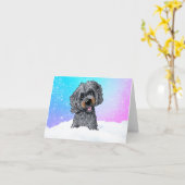 Carte Goldendoodle noir et marron (Fleur jaune)