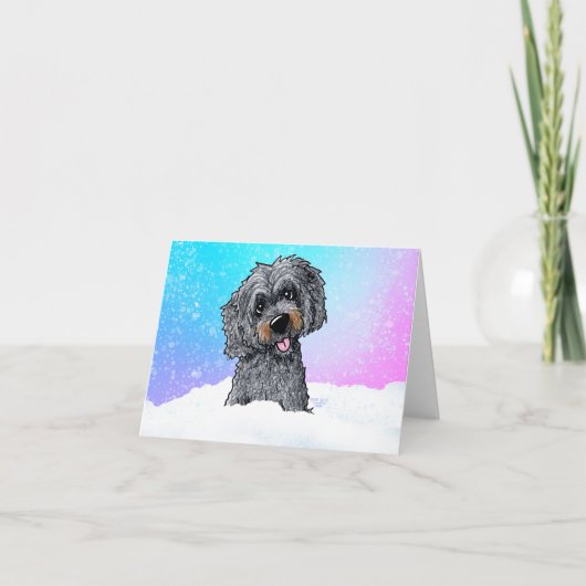Carte Goldendoodle noir et marron (Devant)