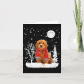Carte Goldendoodle Under Moonlight Snow Christmas Pajama (Devant)