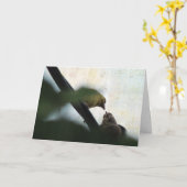 Carte Goldfinch nourrit son bébé, anniversaire (Fleur jaune)