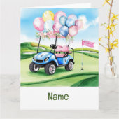 Carte Golf 1er anniversaire golfeur d'un an (Fleur jaune)