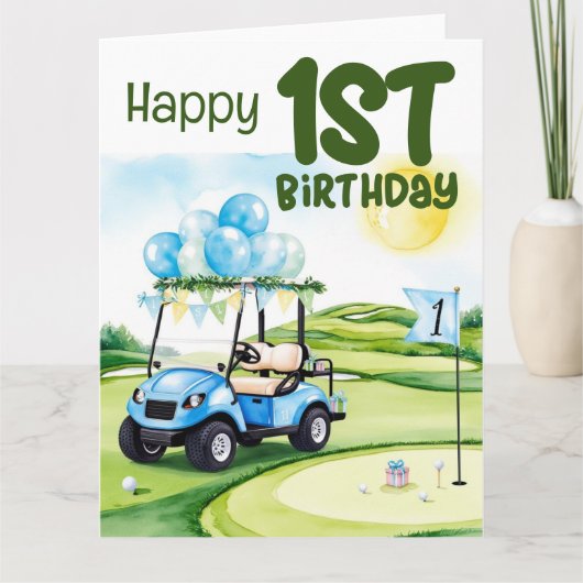 Carte Golf 1er anniversaire golfeur d'un an (Devant)