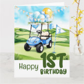 Carte Golf 1er anniversaire golfeur d'un an (Fleur jaune)