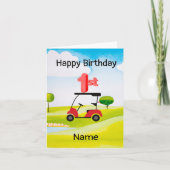 Carte Golf 1er anniversaire golfeur d'un an avec numéro (Devant)