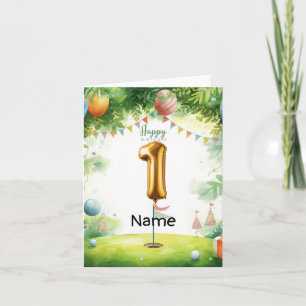 Carte Golf 1er anniversaire golfeur d'un an avec numéro