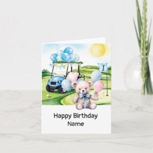 Carte Golf 1er anniversaire golfeur d'un an avec numéro