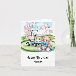 Carte Golf 1er anniversaire golfeur d'un an avec numéro