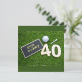 Carte Golf 40e anniversaire avec mot heureux d'anniversa (Debout devant)